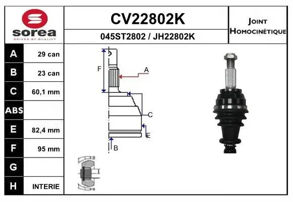 Gelenksatz, Antriebswelle EAI CV22802K