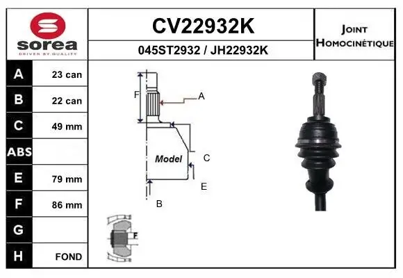 Gelenksatz, Antriebswelle EAI CV22932K