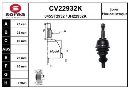 Gelenksatz, Antriebswelle EAI CV22932K Bild Gelenksatz, Antriebswelle EAI CV22932K