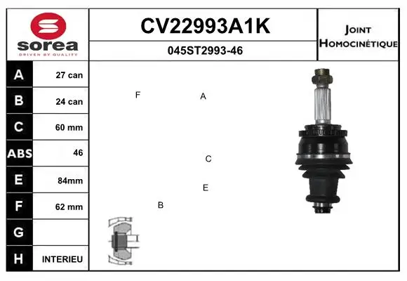 Gelenksatz, Antriebswelle Vorderachse links Vorderachse rechts radseitig EAI CV22993A1K