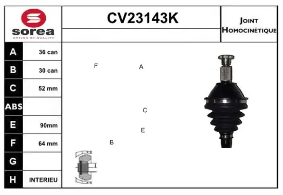 Gelenksatz, Antriebswelle EAI CV23143K Bild Gelenksatz, Antriebswelle EAI CV23143K