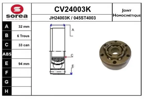 Gelenksatz, Antriebswelle EAI CV24003K Bild Gelenksatz, Antriebswelle EAI CV24003K