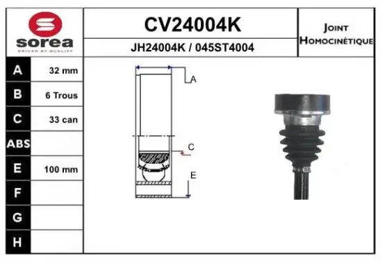 Gelenksatz, Antriebswelle EAI CV24004K Bild Gelenksatz, Antriebswelle EAI CV24004K