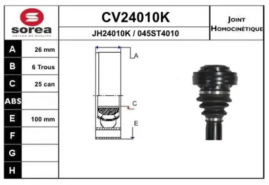 Gelenksatz, Antriebswelle EAI CV24010K Bild Gelenksatz, Antriebswelle EAI CV24010K