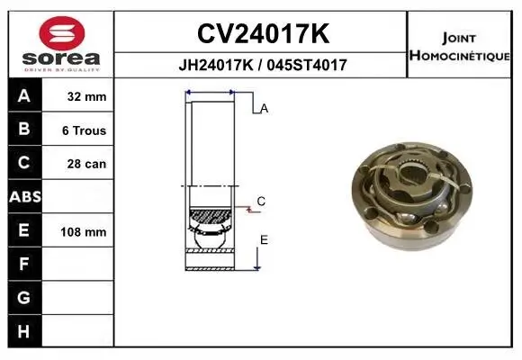 Gelenksatz, Antriebswelle EAI CV24017K