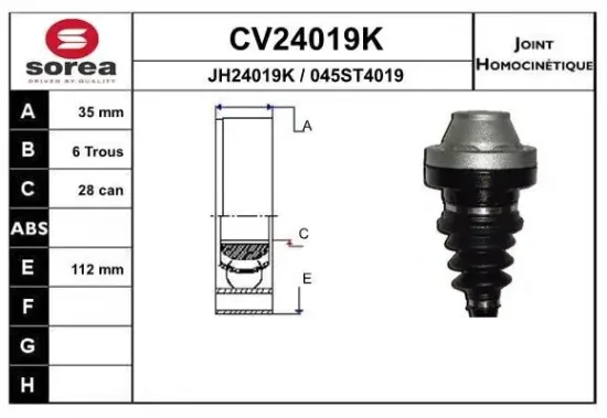 Gelenksatz, Antriebswelle EAI CV24019K Bild Gelenksatz, Antriebswelle EAI CV24019K