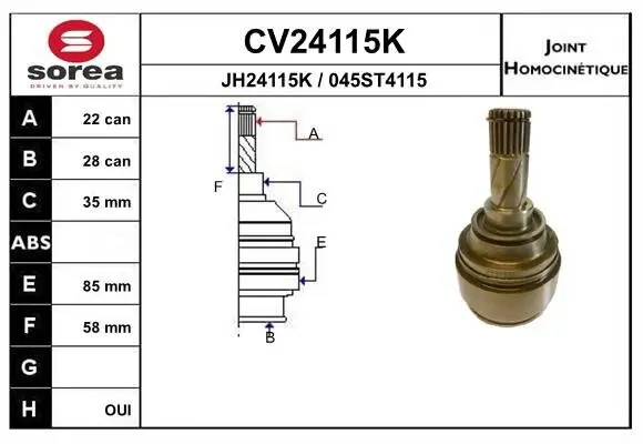 Gelenksatz, Antriebswelle EAI CV24115K