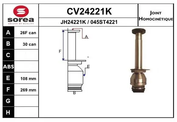 Gelenksatz, Antriebswelle Vorderachse getriebeseitig EAI CV24221K