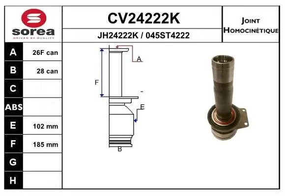 Gelenksatz, Antriebswelle Vorderachse getriebeseitig EAI CV24222K