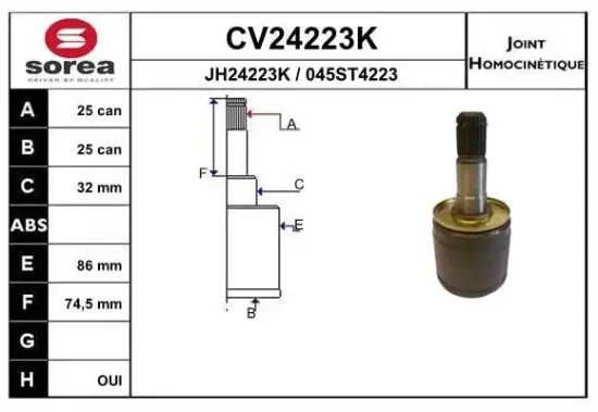 Gelenksatz, Antriebswelle EAI CV24223K Bild Gelenksatz, Antriebswelle EAI CV24223K