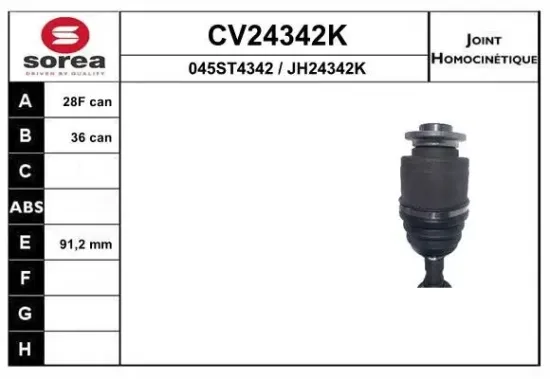 Gelenksatz, Antriebswelle getriebeseitig EAI CV24342K Bild Gelenksatz, Antriebswelle getriebeseitig EAI CV24342K