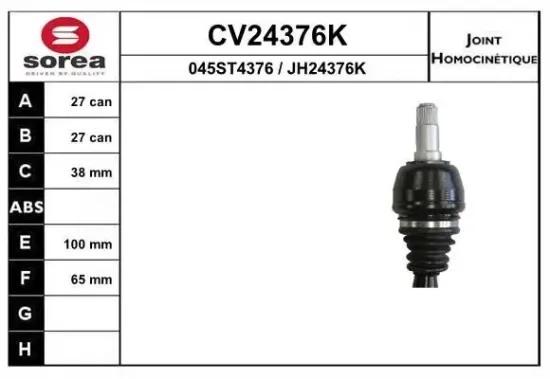 Gelenksatz, Antriebswelle EAI CV24376K Bild Gelenksatz, Antriebswelle EAI CV24376K