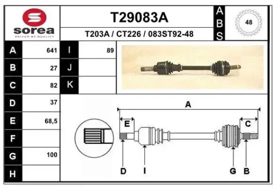 Antriebswelle EAI T29083A Bild Antriebswelle EAI T29083A