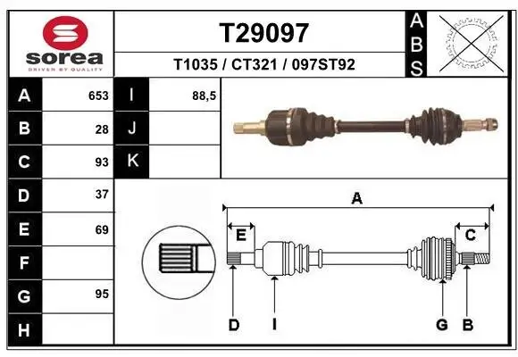 Antriebswelle Vorderachse links EAI T29097