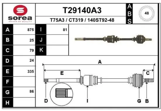 Antriebswelle EAI T29140A3 Bild Antriebswelle EAI T29140A3