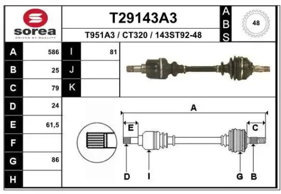 Antriebswelle EAI T29143A3 Bild Antriebswelle EAI T29143A3