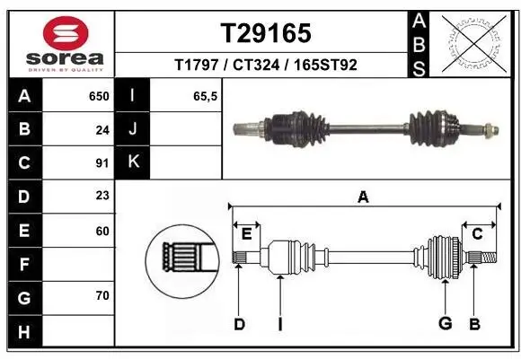 Antriebswelle Vorderachse links EAI T29165