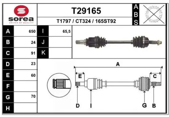 Antriebswelle Vorderachse links EAI T29165 Bild Antriebswelle Vorderachse links EAI T29165
