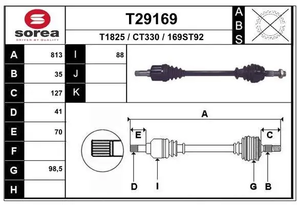 Antriebswelle Vorderachse links EAI T29169