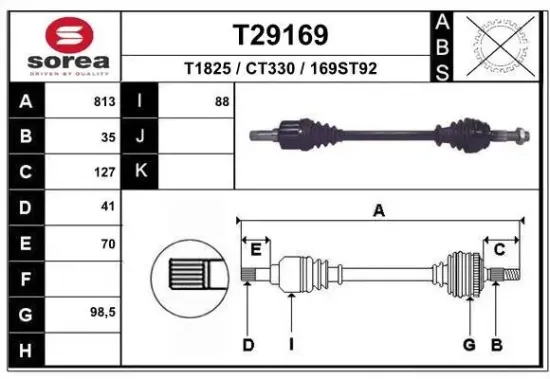 Antriebswelle Vorderachse links EAI T29169 Bild Antriebswelle Vorderachse links EAI T29169