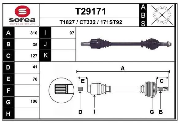 Antriebswelle Vorderachse links EAI T29171