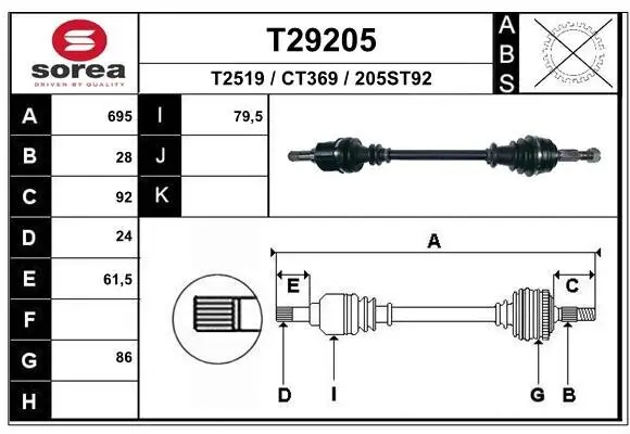 Antriebswelle Vorderachse links EAI T29205