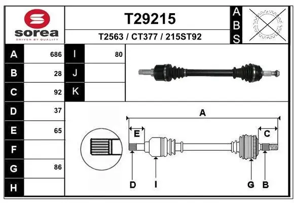 Antriebswelle Vorderachse links EAI T29215