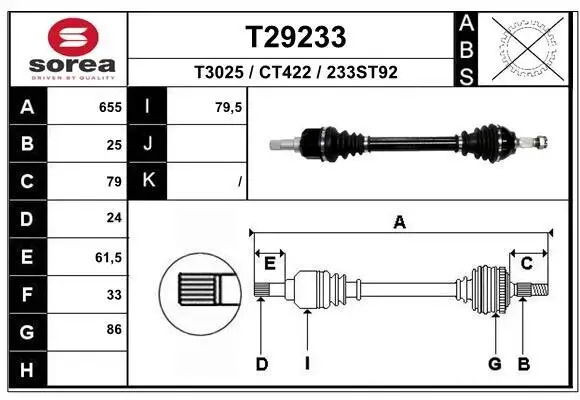 Antriebswelle Vorderachse links EAI T29233