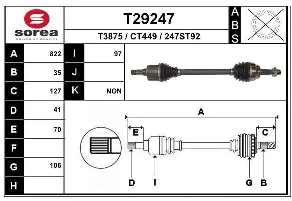 Antriebswelle Vorderachse links EAI T29247