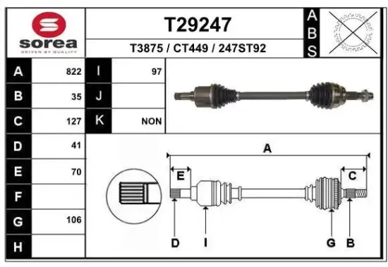 Antriebswelle Vorderachse links EAI T29247 Bild Antriebswelle Vorderachse links EAI T29247