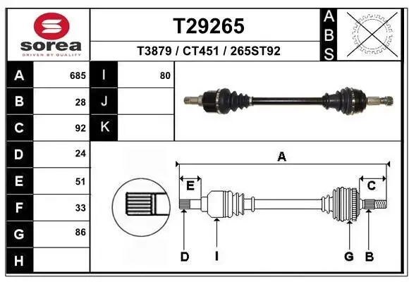 Antriebswelle Vorderachse links EAI T29265