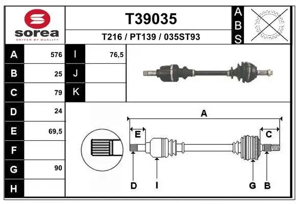 Antriebswelle EAI T39035 Bild Antriebswelle EAI T39035