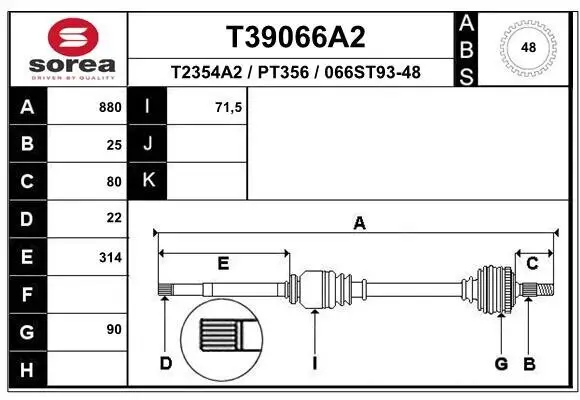 Antriebswelle EAI T39066A2 Bild Antriebswelle EAI T39066A2