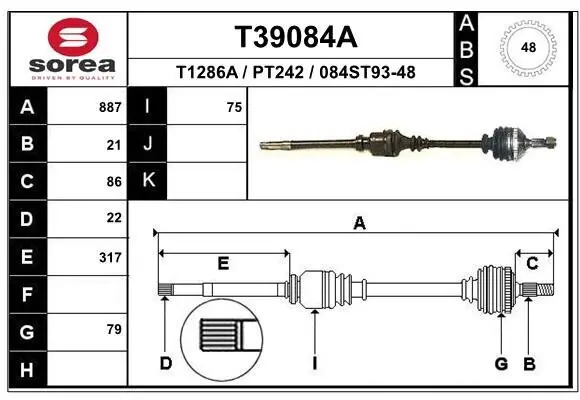 Antriebswelle Vorderachse rechts EAI T39084A