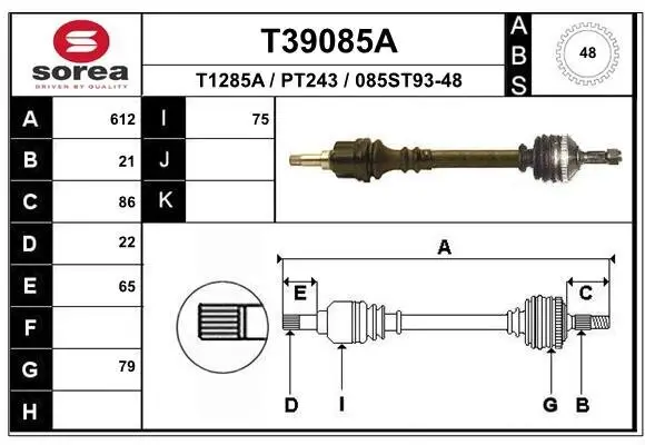 Antriebswelle Vorderachse links EAI T39085A