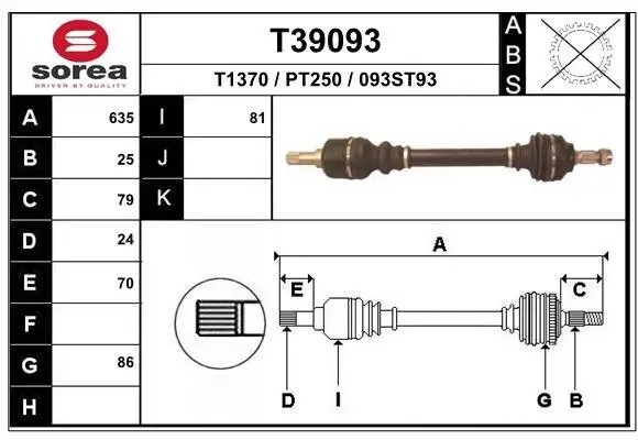 Antriebswelle Vorderachse links EAI T39093