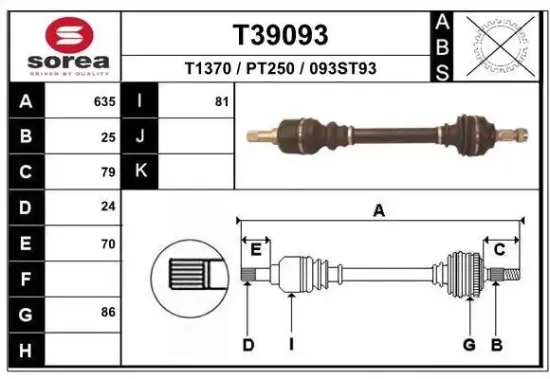 Antriebswelle Vorderachse links EAI T39093 Bild Antriebswelle Vorderachse links EAI T39093