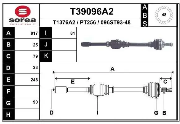 Antriebswelle Vorderachse rechts EAI T39096A2