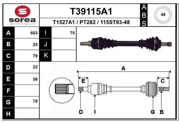 Antriebswelle Vorderachse links EAI T39115A1