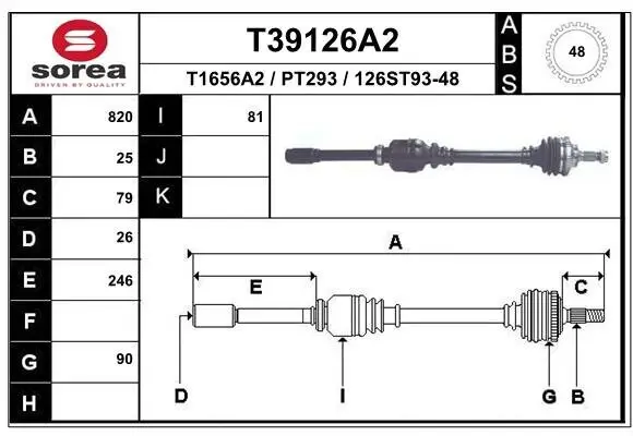 Antriebswelle EAI T39126A2 Bild Antriebswelle EAI T39126A2