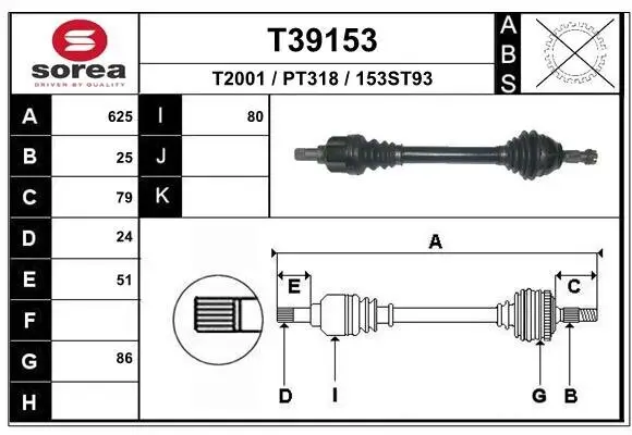 Antriebswelle Vorderachse links EAI T39153