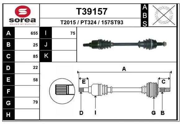 Antriebswelle Vorderachse links EAI T39157