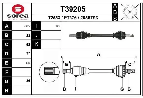 Antriebswelle Vorderachse links EAI T39205