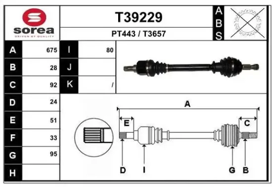 Antriebswelle Vorderachse links EAI T39229 Bild Antriebswelle Vorderachse links EAI T39229