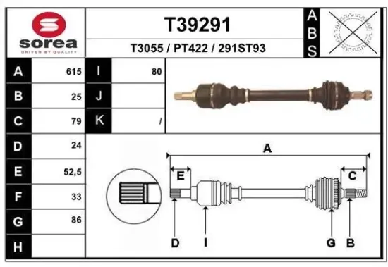 Antriebswelle Vorderachse links EAI T39291 Bild Antriebswelle Vorderachse links EAI T39291