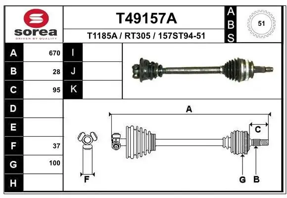 Antriebswelle Vorderachse links EAI T49157A