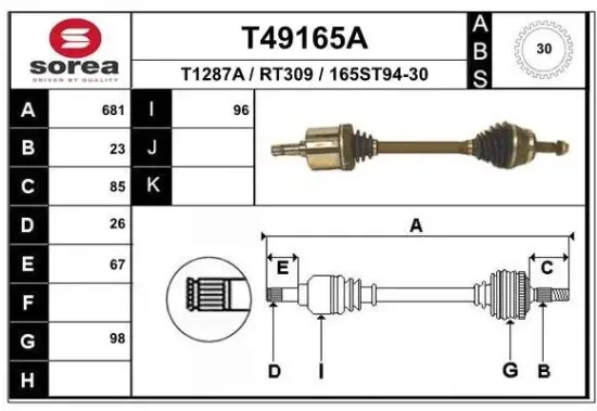 Antriebswelle Vorderachse links EAI T49165A Bild Antriebswelle Vorderachse links EAI T49165A