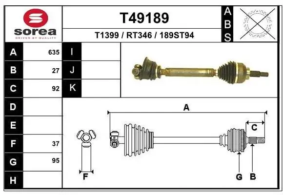 Antriebswelle Vorderachse links EAI T49189