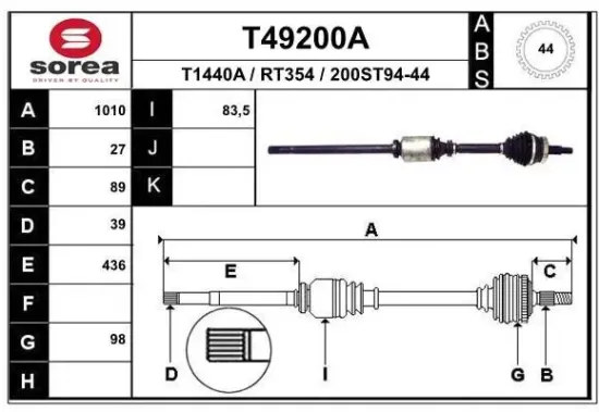 Antriebswelle EAI T49200A Bild Antriebswelle EAI T49200A