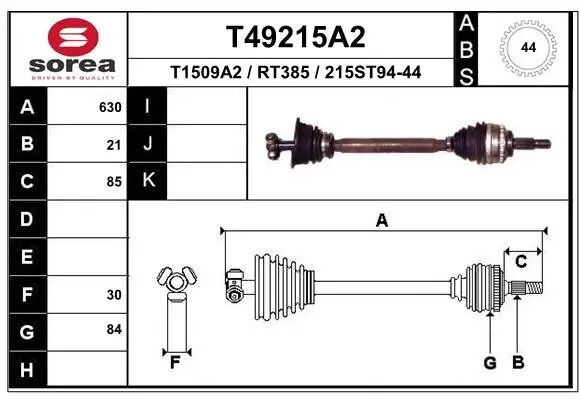 Antriebswelle EAI T49215A2 Bild Antriebswelle EAI T49215A2